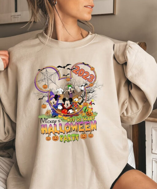 Mickey's Not-So-Scary Halloween Party 2023 Sweatshirt, Halloween Trick Or Treat Comfort Color Shirt, Disney Mickey Ears Pumpkin Unisex Shirt