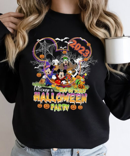 Mickey's Not-So-Scary Halloween Party 2023 Sweatshirt, Halloween Trick Or Treat Comfort Color Shirt, Disney Mickey Ears Pumpkin Unisex Shirt