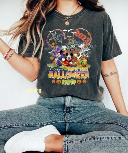 Mickey's Not-So-Scary Halloween Party 2023 Sweatshirt, Halloween Trick Or Treat Comfort Color Shirt, Disney Mickey Ears Pumpkin Unisex Shirt