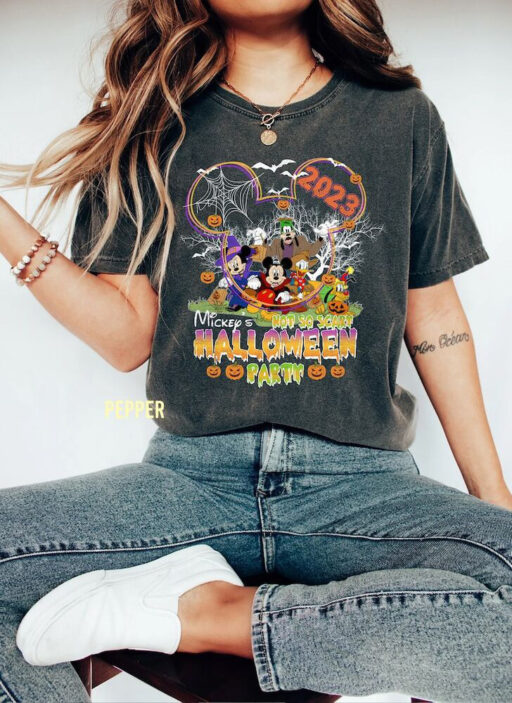 Mickey's Not-So-Scary Halloween Party 2023 Sweatshirt, Halloween Trick Or Treat Comfort Color Shirt, Disney Mickey Ears Pumpkin Unisex Shirt