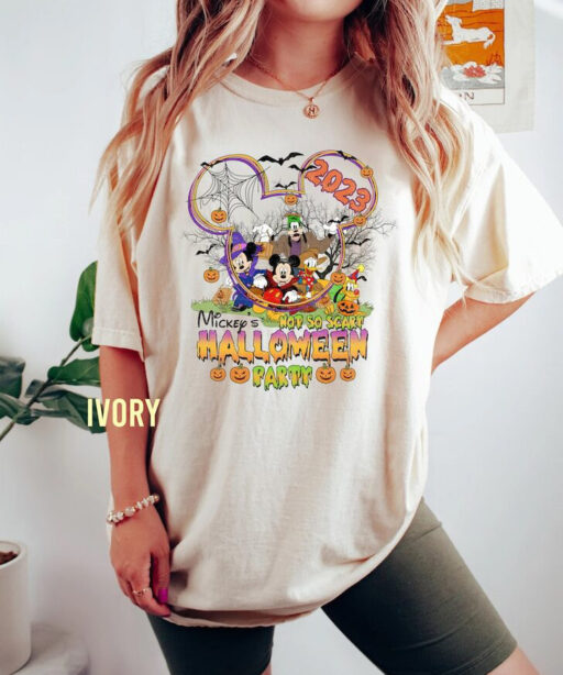 Mickey's Not-So-Scary Halloween Party 2023 Sweatshirt, Halloween Trick Or Treat Comfort Color Shirt, Disney Mickey Ears Pumpkin Unisex Shirt