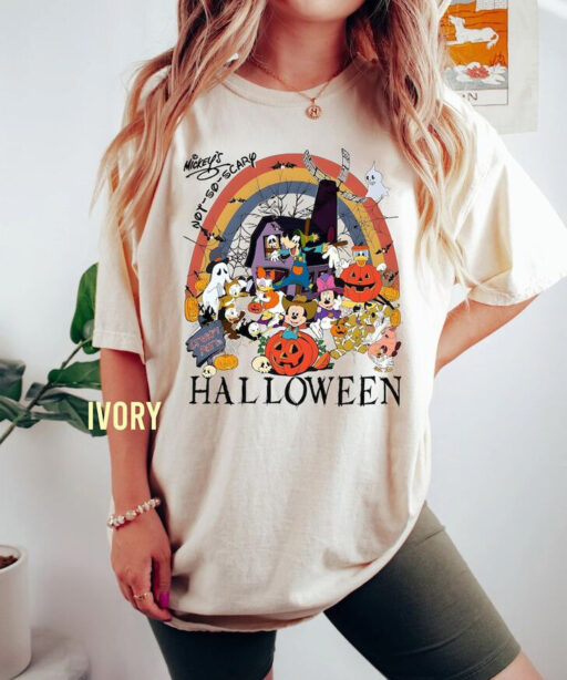 Mickeys Not So Scary Halloween Comfort Color Shirt, Halloween Party T-Shirt, Vintage Mickey'S Not So Scary Tee, Halloween Matching Shirt.