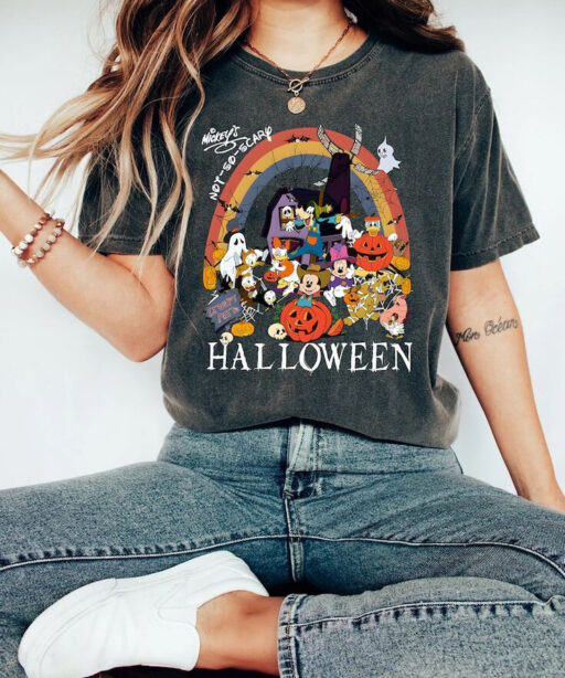 Mickeys Not So Scary Halloween Comfort Color Shirt, Halloween Party T-Shirt, Vintage Mickey'S Not So Scary Tee, Halloween Matching Shirt.