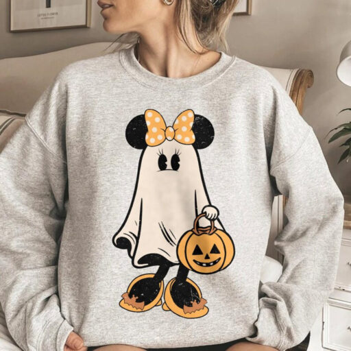 Mickey's Not So Scary Halloween Sweater, Minnie Ghost Halloween Couple Comfort Color Shirt, Vintage Minnie Spooky Season, Halloween Pumpkin