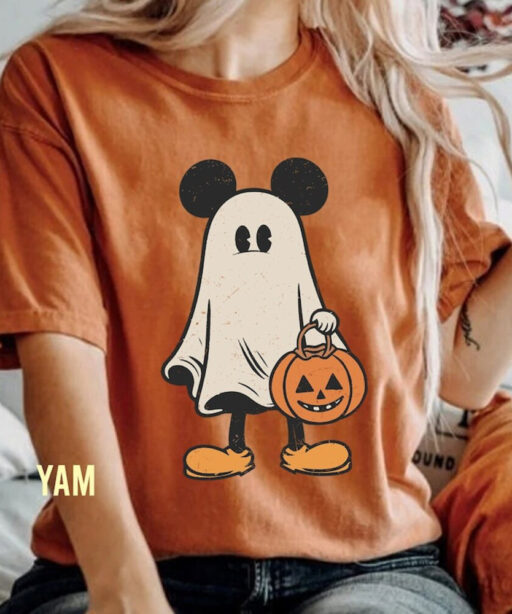 Mickey's Not So Scary Halloween Sweatshirt, Mickey Ghost Couple Halloween Comfort Color Shirt, Retro Mickey Spooky Season, Halloween Pumpkin