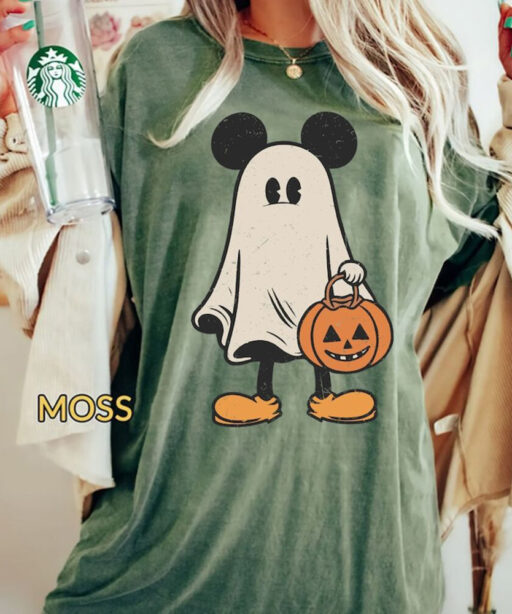 Mickey's Not So Scary Halloween Sweatshirt, Mickey Ghost Couple Halloween Comfort Color Shirt, Retro Mickey Spooky Season, Halloween Pumpkin