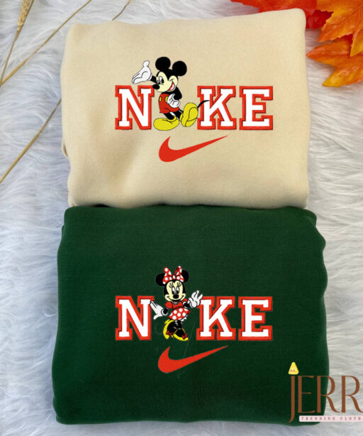 Minnie And Mickey Mouse Disney Nike Embroidered Sweatshirts