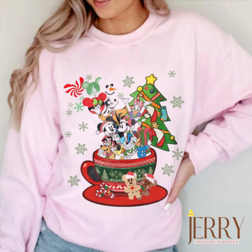 Mouse And Friend Christmas Coffee shirt, Christmas Coffee, disney coffee latte, mickey and minnie, mickey christmas trees shirt, disneyland