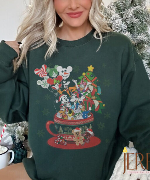 Mouse And Friend Christmas Coffee shirt, Christmas Coffee, disney coffee latte, mickey and minnie, mickey christmas trees shirt, disneyland