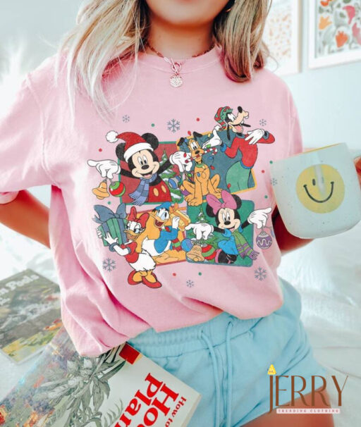 Mouse And Friends Surprise Christmas shirt, Disney Merry Christmas, Mickey santa hat, Mickey And Friends Christmas Shirt, Disney family tee