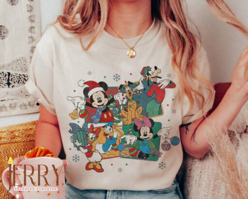 Mouse And Friends Surprise Christmas shirt, Disney Merry Christmas, Mickey santa hat, Mickey And Friends Christmas Shirt, Disney family tee