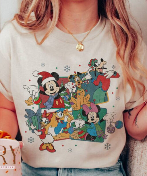 Mouse And Friends Surprise Christmas shirt, Disney Merry Christmas, Mickey santa hat, Mickey And Friends Christmas Shirt, Disney family tee