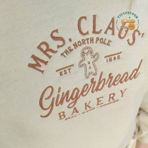 Mrs Claus Gingerbread Christmas Embroidered Sweatshirt, Gingerbread Bakery sweatshirt, Xmas Sweatshirt, Embroidered Christmas Pullover