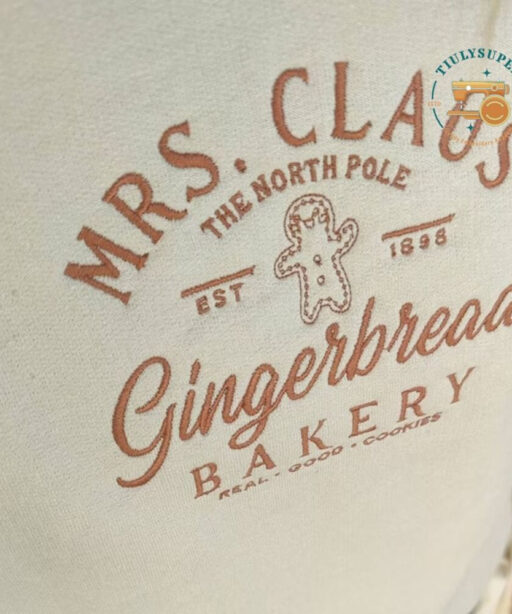 Mrs Claus Gingerbread Christmas Embroidered Sweatshirt, Gingerbread Bakery sweatshirt, Xmas Sweatshirt, Embroidered Christmas Pullover