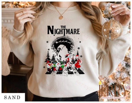 Nightmare Before Christmas Jack Sally Babies Oogie Boogie Christmas Abbey Road Shirt, Disney Family Christmas Shirt, Disney Xmas Shirt