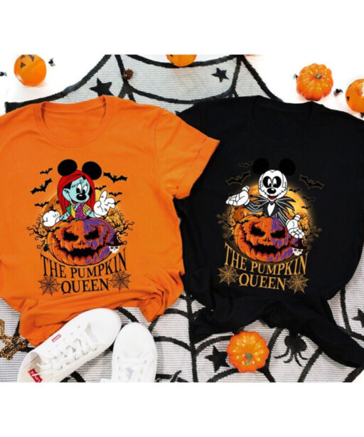Nightmare Before Christmas Vintage Shirt, Disney Halloween Vintage Shirt, Mickey And Minnie Halloween Shirt, Halloween Couple Shirts
