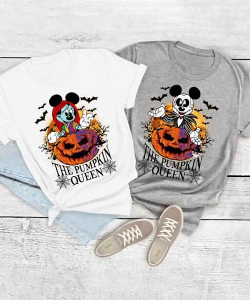 Nightmare Before Christmas Vintage Shirt, Disney Halloween Vintage Shirt, Mickey And Minnie Halloween Shirt, Halloween Couple Shirts