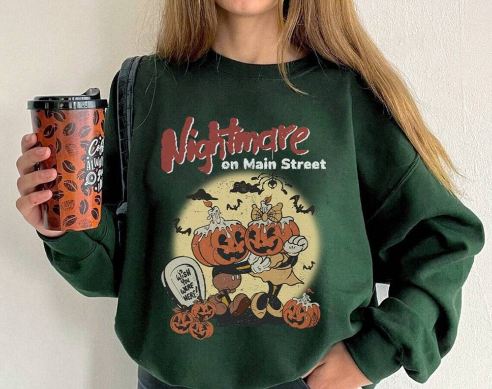 Nightmare On Main Street Pumkin shirt, vintage halloween,disney Skeleton Halloween Shirt, Disney Halloween Party, vintage disney halloween