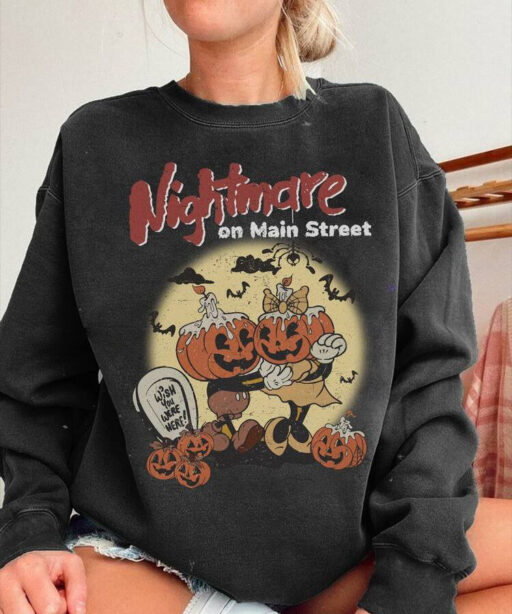 Nightmare On Main Street Pumkin shirt, vintage halloween,disney Skeleton Halloween Shirt, Disney Halloween Party, vintage disney halloween