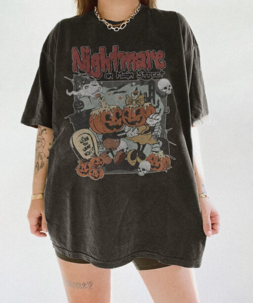 Nightmare On Main Street Shirt, Trick Or Treat Shirt, Mickey Halloween Shirt, Disney Not So Scary, Spooky Season, Mickey Minnie pumpkins