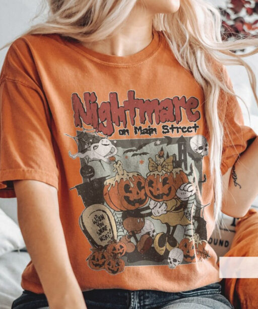 Nightmare On Main Street Shirt, Trick Or Treat Shirt, Mickey Halloween Shirt, Disney Not So Scary, Spooky Season, Mickey Minnie pumpkins