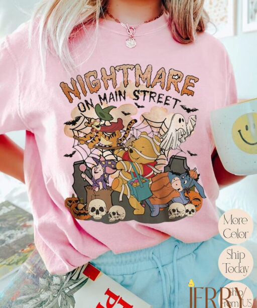 Nightmare On Main Street Winnie The Pooh Shirt, Pooh Friends Halloween Shirt, Pooh Bear Halloween, Halloween Party 2023