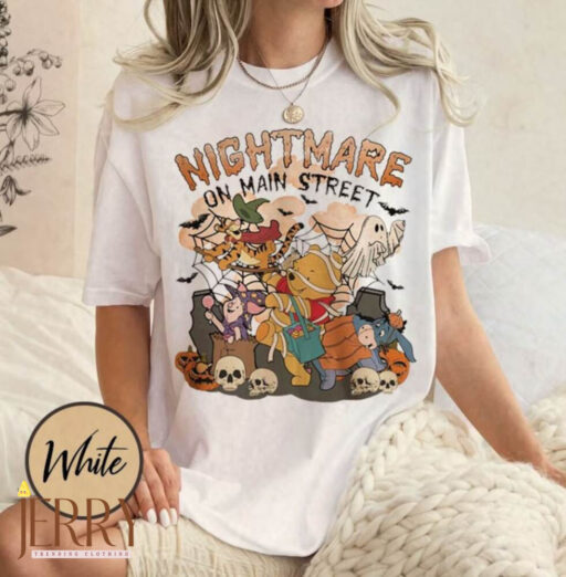 Nightmare On Main Street Winnie The Pooh Shirt, Pooh Friends Halloween Shirt, Pooh Bear Halloween, Halloween Party 2023