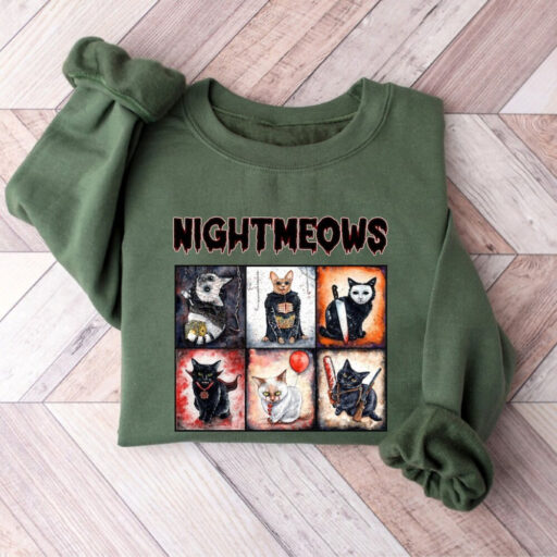 Nightmeows Shirt, Horror Movies Cat Shirt, Funny Halloween Shirt, Horror Movie Character Friends Shirt, Halloween Gift for Cat Lover