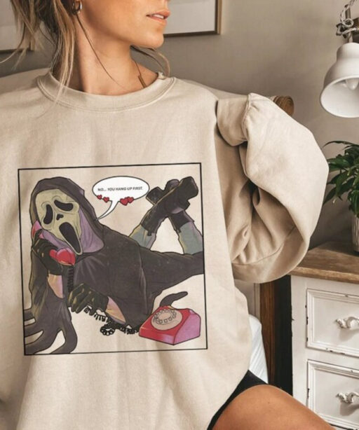 No you hang up Shirt, Funny Horror Scream, Horror Scream Halloween shirt, Scream, Scream Call Me,Ghostface Calling,Halloween Character shirt