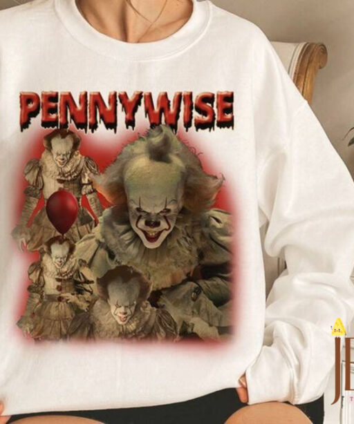 Pennywise Shirt Comfort Sweatshirt, IT Movie Vintage Tshirt, Pennywise 90s Graphic Sweatshirt, Halloween Sweatshirt, Horror Movie Sweatshirt