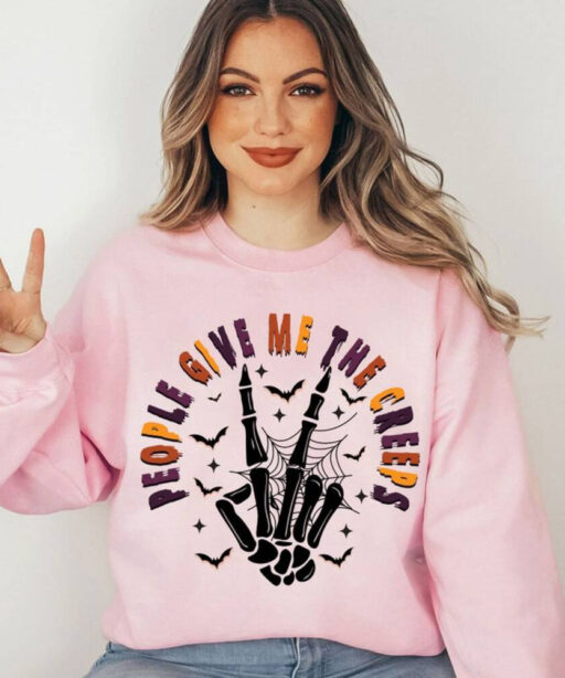 People Give Me The Creeps T-Shirt, Horror Shirt, Horror Gift For Men, Halloween Shirt, Skeleton Hand Tee, Witch Vibes Shirt, Spooky Season