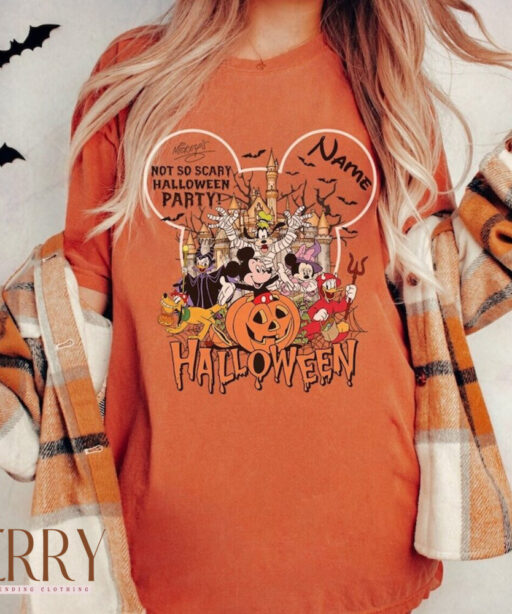 Personalized Halloween Mickey & Friends Comfort Shirt, Not So Scary Halloween Party Shirts, Disney Halloween shirts, Disney World Shirt