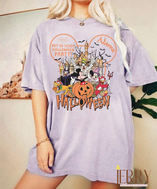 Personalized Halloween Mickey & Friends Comfort Shirt, Not So Scary Halloween Party Shirts, Disney Halloween shirts, Disney World Shirt