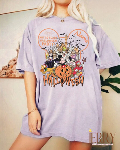 Personalized Halloween Mickey & Friends Comfort Shirt, Not So Scary Halloween Party Shirts, Disney Halloween shirts, Disney World Shirt