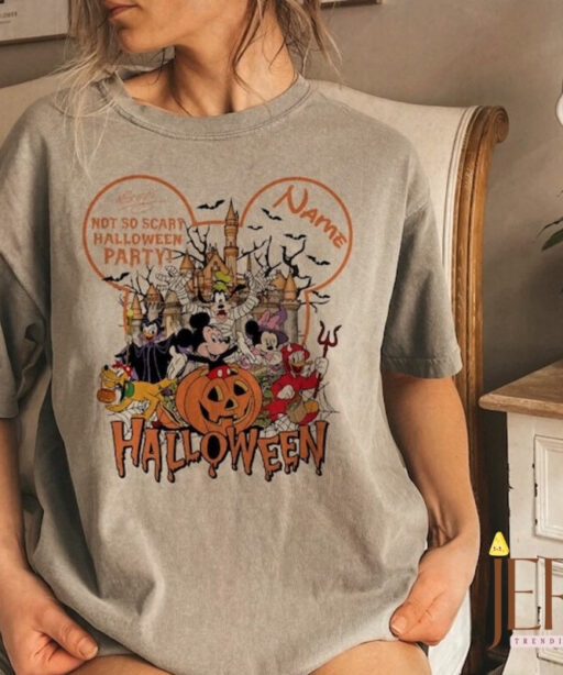 Personalized Halloween Mickey & Friends Comfort Shirt, Not So Scary Halloween Party Shirts, Disney Halloween shirts, Disney World Shirt
