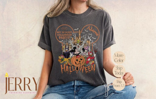 Personalized Halloween Mickey & Friends Comfort Shirt, Not So Scary Halloween Party Shirts, Disney Halloween shirts, Disney World Shirt