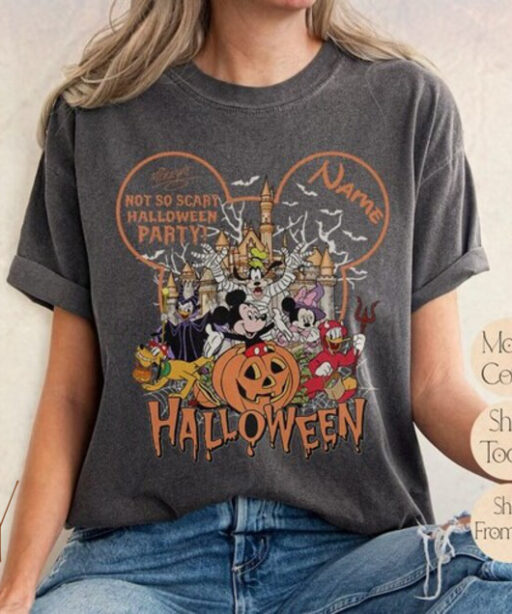 Personalized Halloween Mickey & Friends Comfort Shirt, Not So Scary Halloween Party Shirts, Disney Halloween shirts, Disney World Shirt