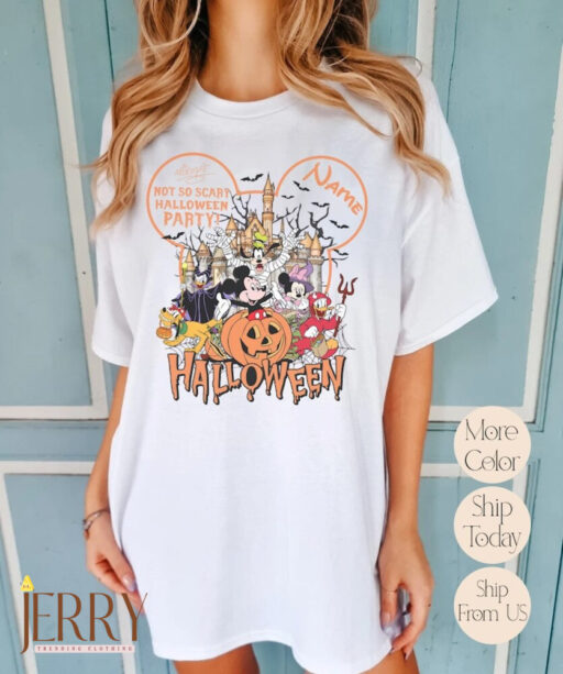 Personalized Halloween Mickey & Friends Comfort Shirt, Not So Scary Halloween Party Shirts, Disney Halloween shirts, Disney World Shirt