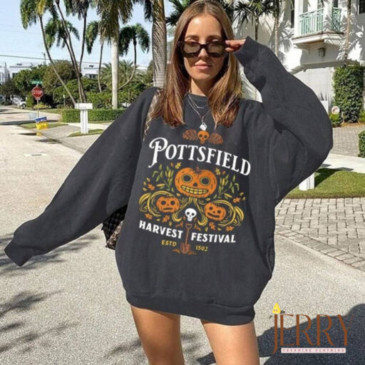 Pottsfield Harvest Festival Sweatshirt Gift For Autumn, Autumn Harvest Sweatshirt, Vegetables Fall Shirt, Skeleton Festival Apparels