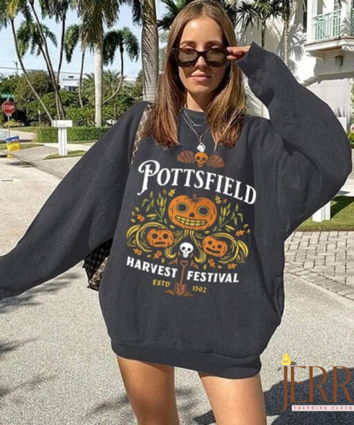 Pottsfield Harvest Festival Sweatshirt Gift For Autumn, Autumn Harvest Sweatshirt, Vegetables Fall Shirt, Skeleton Festival Apparels