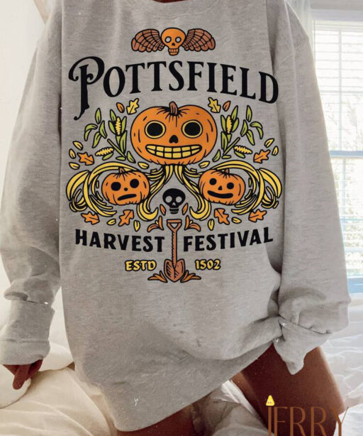 Pottsfield Harvest Festival Sweatshirt Gift For Autumn, Autumn Harvest Sweatshirt, Vegetables Fall Shirt, Skeleton Festival Apparels