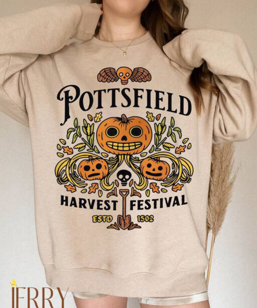 Pottsfield Harvest Festival Sweatshirt Gift For Autumn, Autumn Harvest Sweatshirt, Vegetables Fall Shirt, Skeleton Festival Apparels