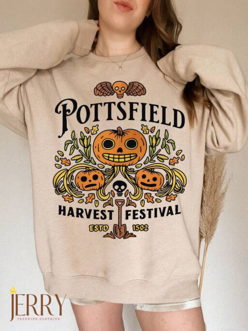 Pottsfield Harvest Festival Sweatshirt Gift For Autumn, Autumn Harvest Sweatshirt, Vegetables Fall Shirt, Skeleton Festival Apparels