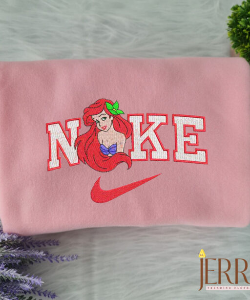 Princess Ariel And Prince Eric Nike Embroidered Sweatshirts