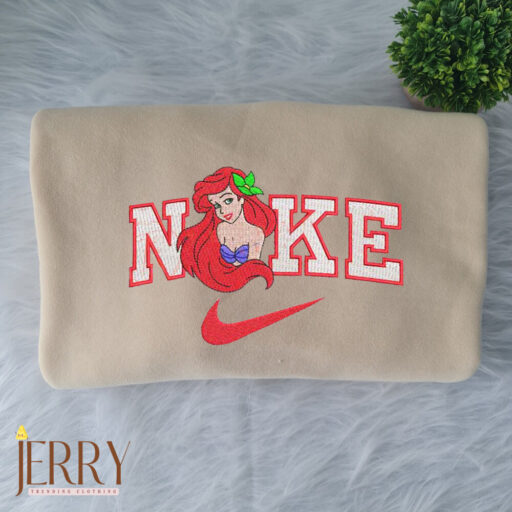 Princess Ariel And Prince Eric Nike Embroidered Sweatshirts