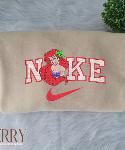 Princess Ariel And Prince Eric Nike Embroidered Sweatshirts