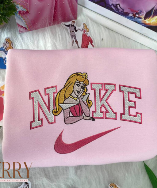 Princess Aurora And Prince Phillip Sleeping Beauty Disney Nike Embroidered Sweatshirts