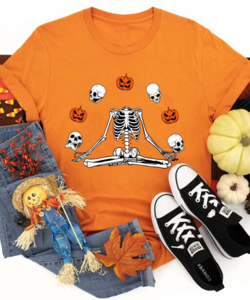 Pumpkin Halloween Sweatshirt, Skeleton Halloween Shirt, Pumpkin Shirt, Fall Sweatshirt for Women, Halloween Shirt, Spooky Season Shirt