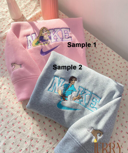 Rapunzel And Flynn Disney Nike Embroidered Sweatshirts