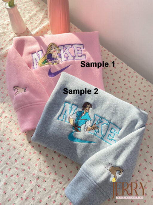 Rapunzel And Flynn Disney Nike Embroidered Sweatshirts